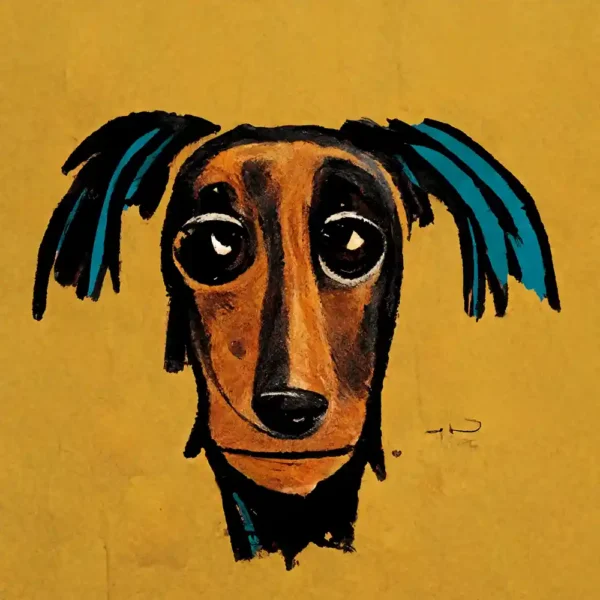 Dachshund in the style of Jean-Michel Basquiat