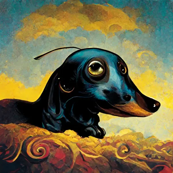 Dachshund in the style of Salvador Dali