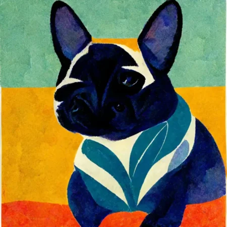 French Bulldog in the style of Henri Matisse