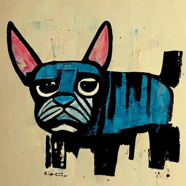 French Bulldog in the style of Jean-Michel Basquiat