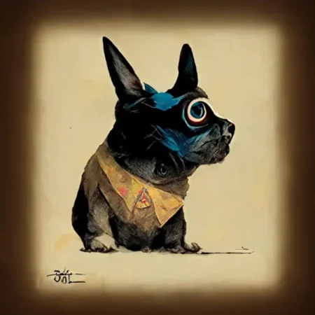 French Bulldog in the style of Salvador Dali