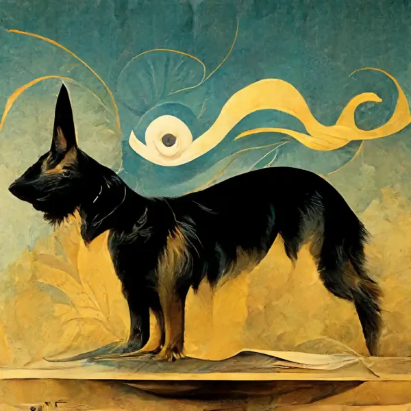 German Shepherd in the style of Salvador Dali