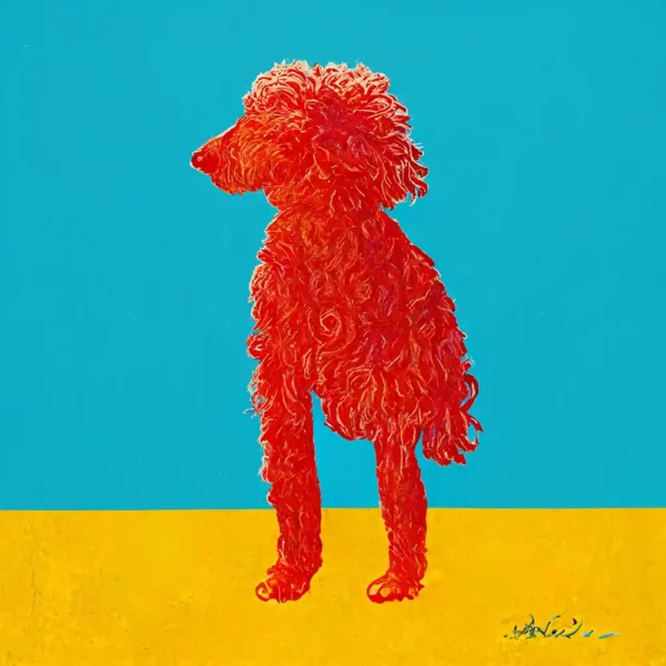 Poodle in the style of David Hockney