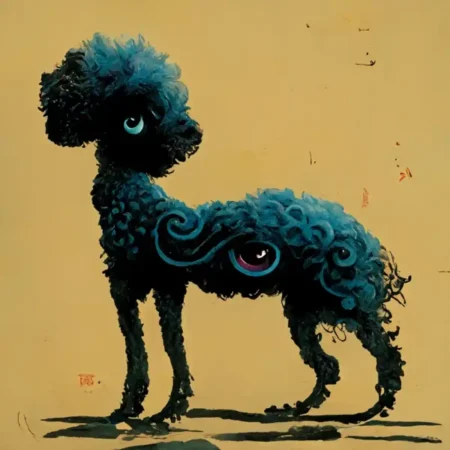 Poodle in the style of David Hockney