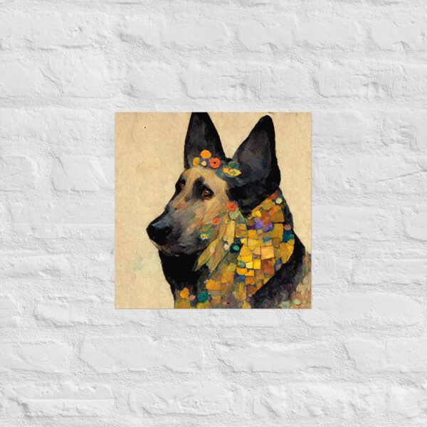 German Shepherd in the style of Guztav Klimt