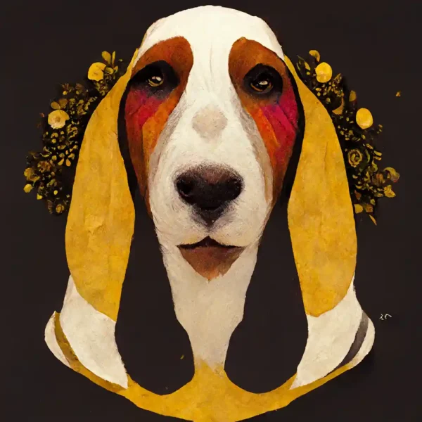 Basset-Hound-in-the-style-of-Guztav-Klimt