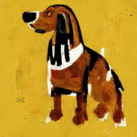 Basset Hound in the style of Jean-Michel Basquiat