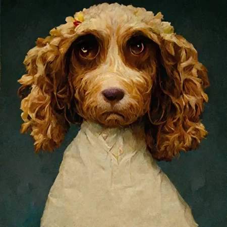 Cocker-Spaniel-in-the-style-of-Grant-Wood