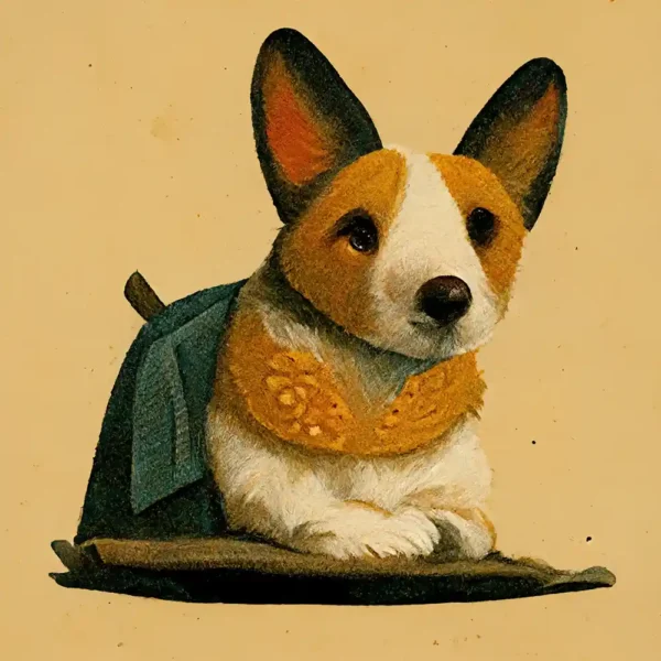 Corgi-in-the-style-of-Grant-Wood
