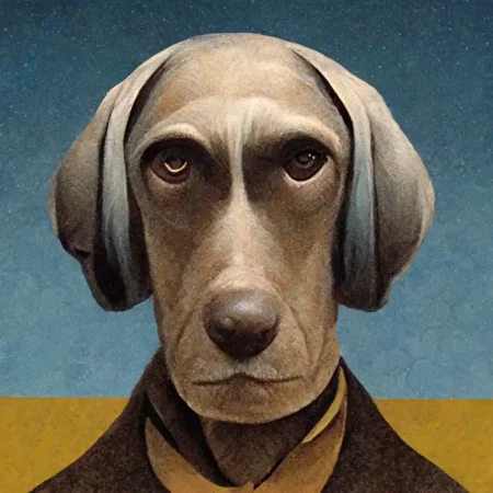 Weimaraner-in-the-style-of-Grant-Wood