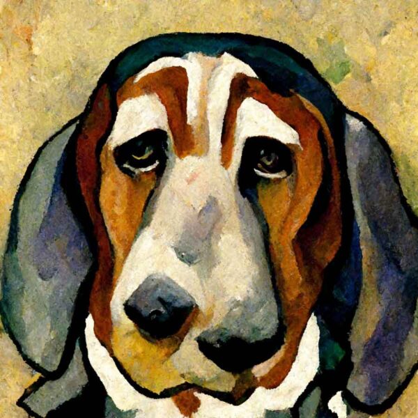 Basset_Hound_in_the_style_of_Paul_Cezanne
