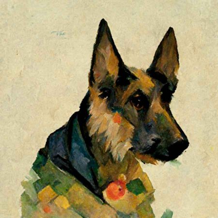 German Shepherd in the style of Paul Cezanne