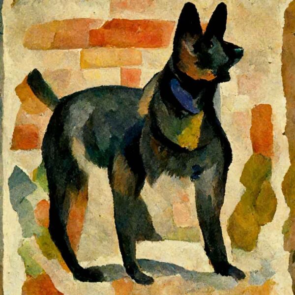 German Shepherd in the style of Paul Cezanne