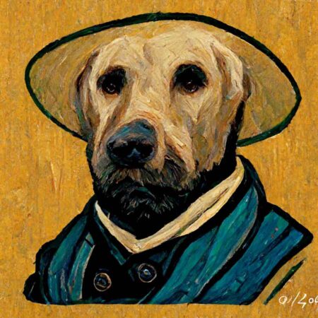 Labrador in the style of Vincent Van Gogh