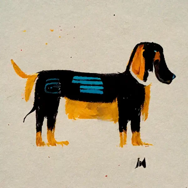 Basset Hound in the style of Jean-Michel Basquiat