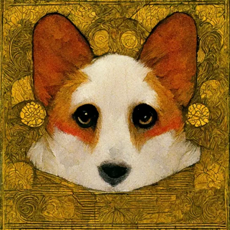 Corgi in the style of Guztav Klimt