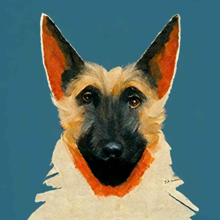 German Shepherd in the style of Georgia O'Keeffe