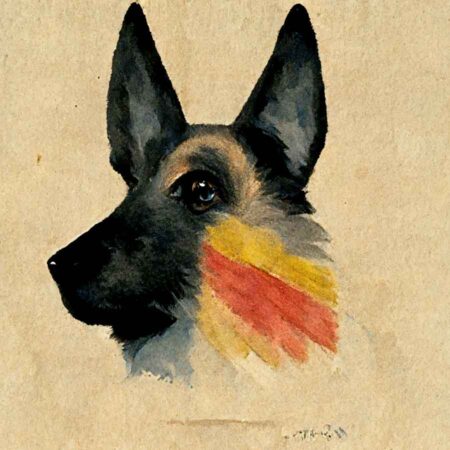 German Shepherd in the style of Georgia O'Keeffe