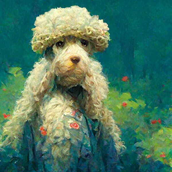 Poodle in the style of Claude Monet