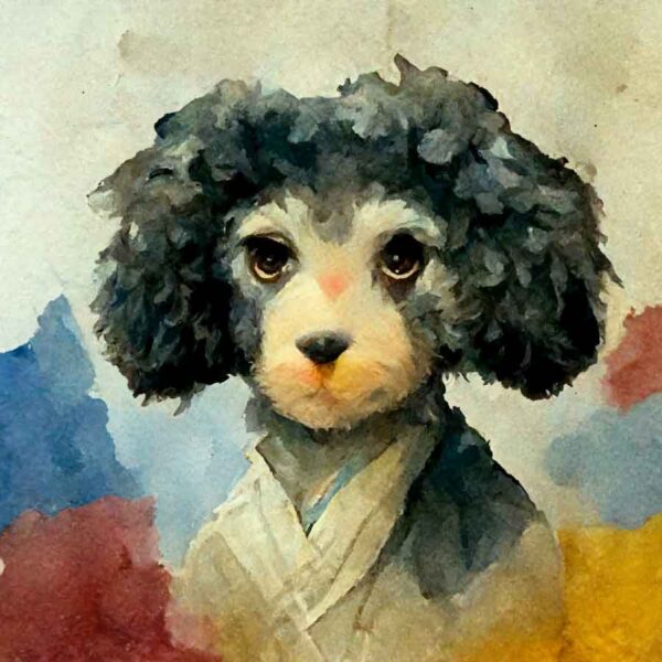 Poodle in the style of Paul Cezanne