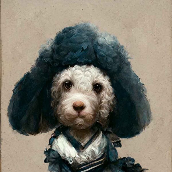 Poodle in the style of Rembrant