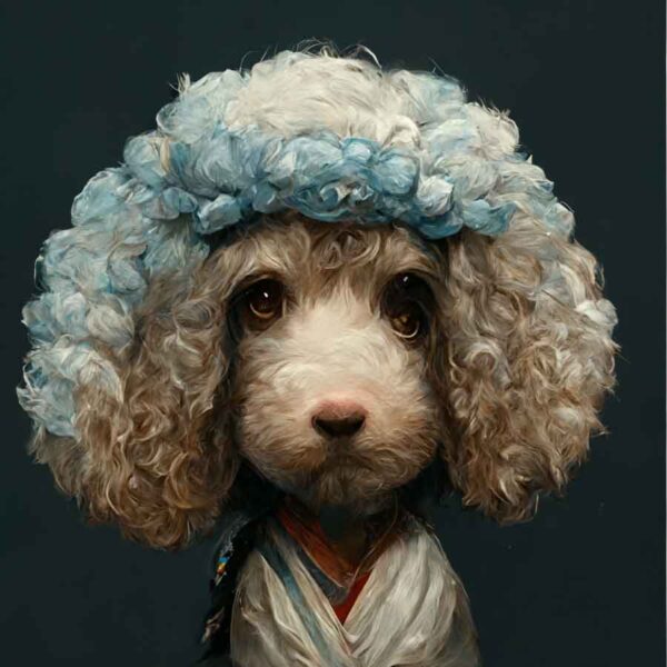 Poodle in the style of Rembrant