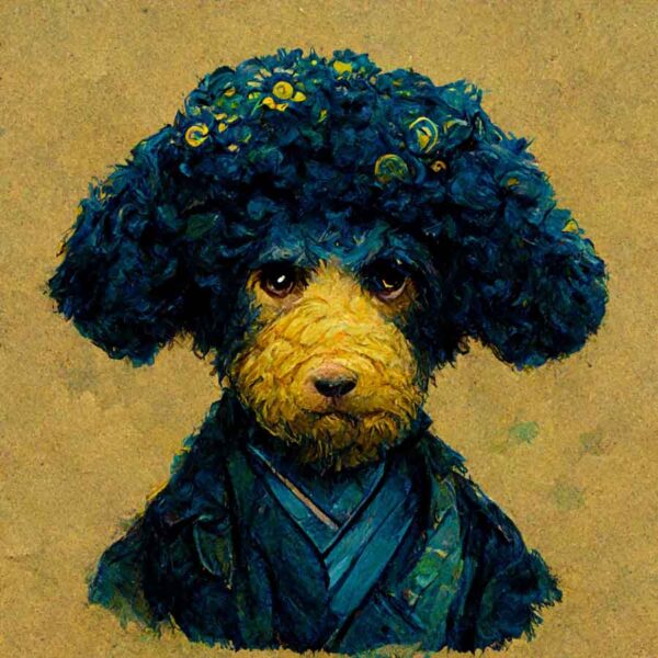 Poodle in the style of Vincent Van Gogh