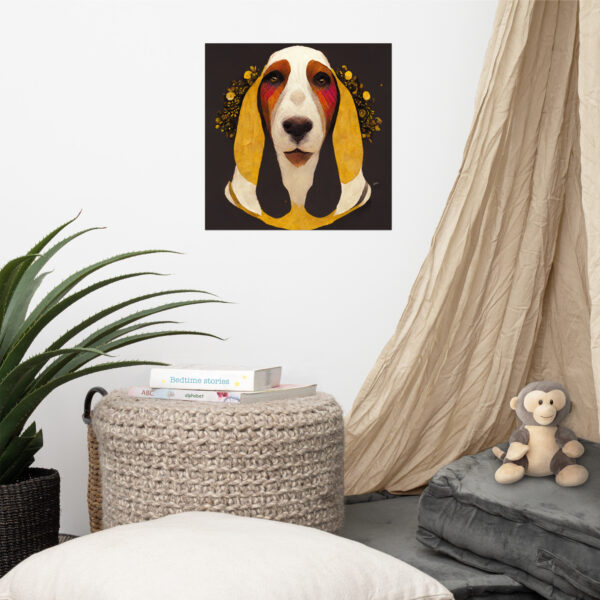 Basset Hound in the style of Guztav Klimt