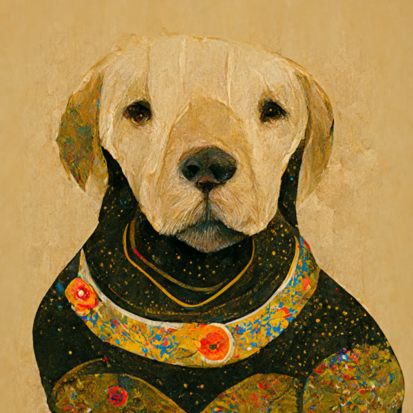 Labrador in the style of Guztav Klimt