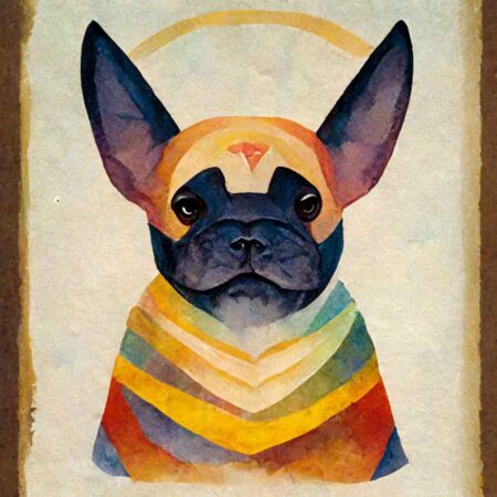 French Bulldog in the style of Georgia O'Keeffe